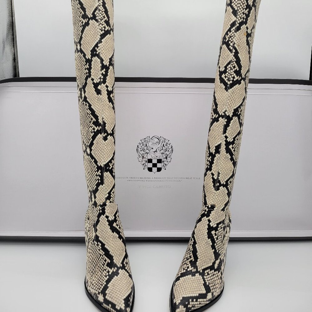 Animal Print Vince Camuto Gravana Snakeskin Leather Boots Knee High